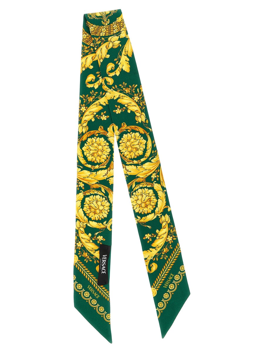 Versace Lavalliere Silk Scarf Baroque Print Luxury For Women Statement Couture Accessory