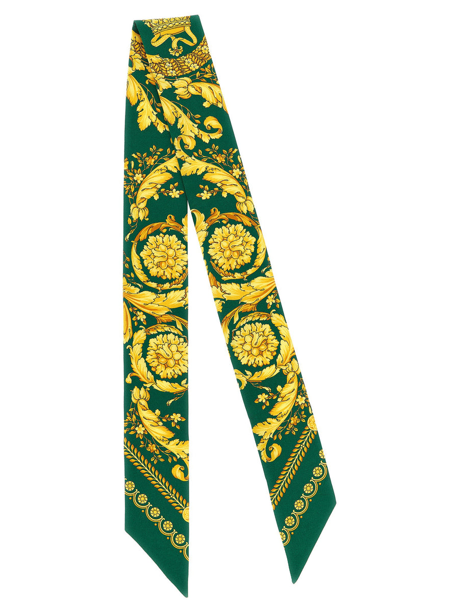 Versace Lavalliere Silk Scarf Baroque Print Luxury For Women Statement Couture Accessory