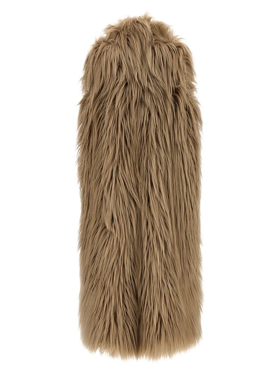 Faux Fur Vest Luxurious Warmth Robe Style Beige For Women By BB Couture Chic Comfort