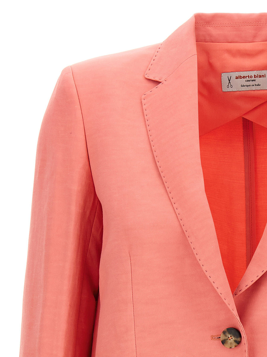 Alberto Biani America Blazer Pink Lightweight Linen Viscose For Women Breathable Polished