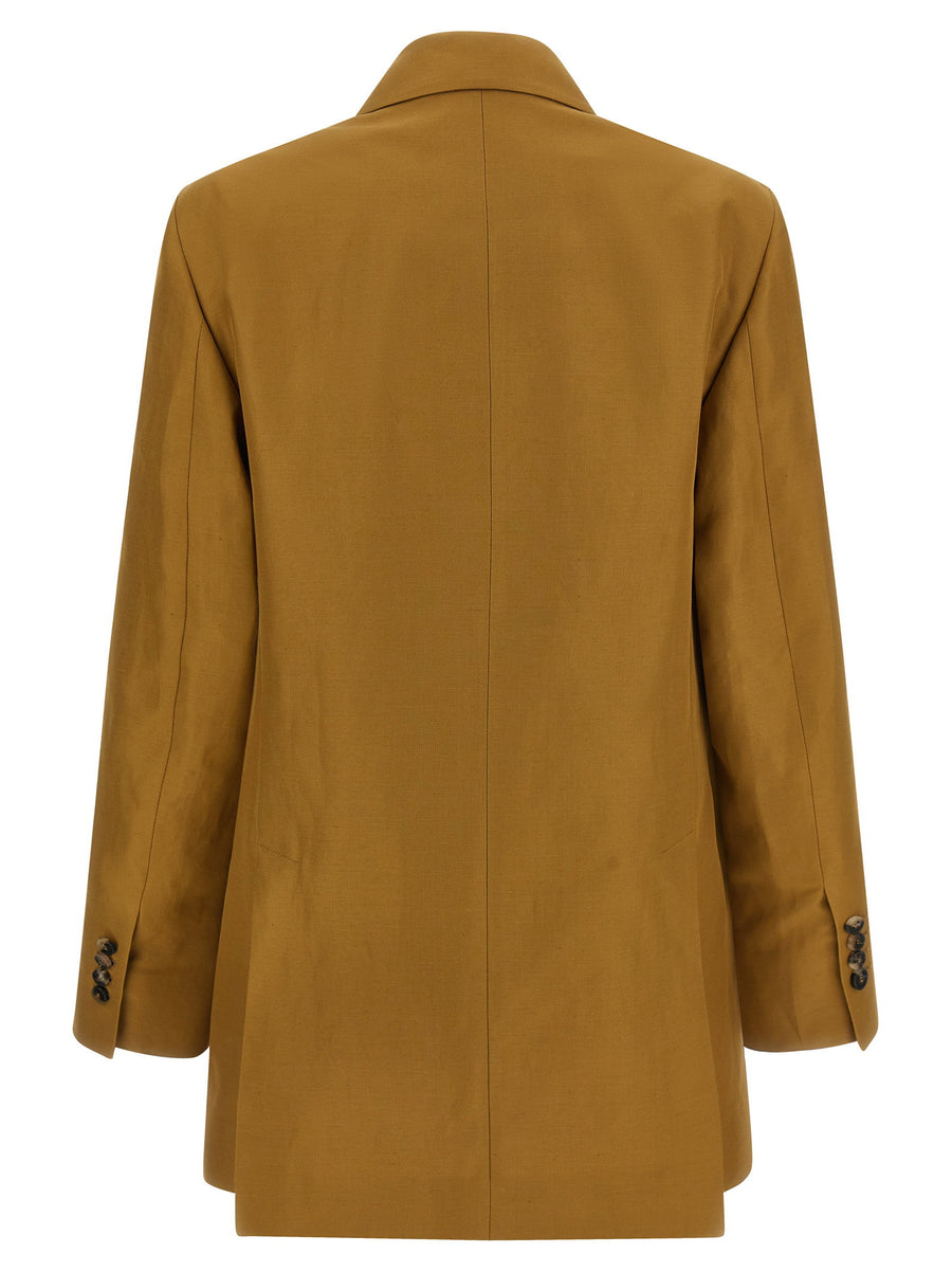 Alberto Biani Linen Viscose Blazer For Women Double Breasted Polished Brown Spring Summer 2026 Collection