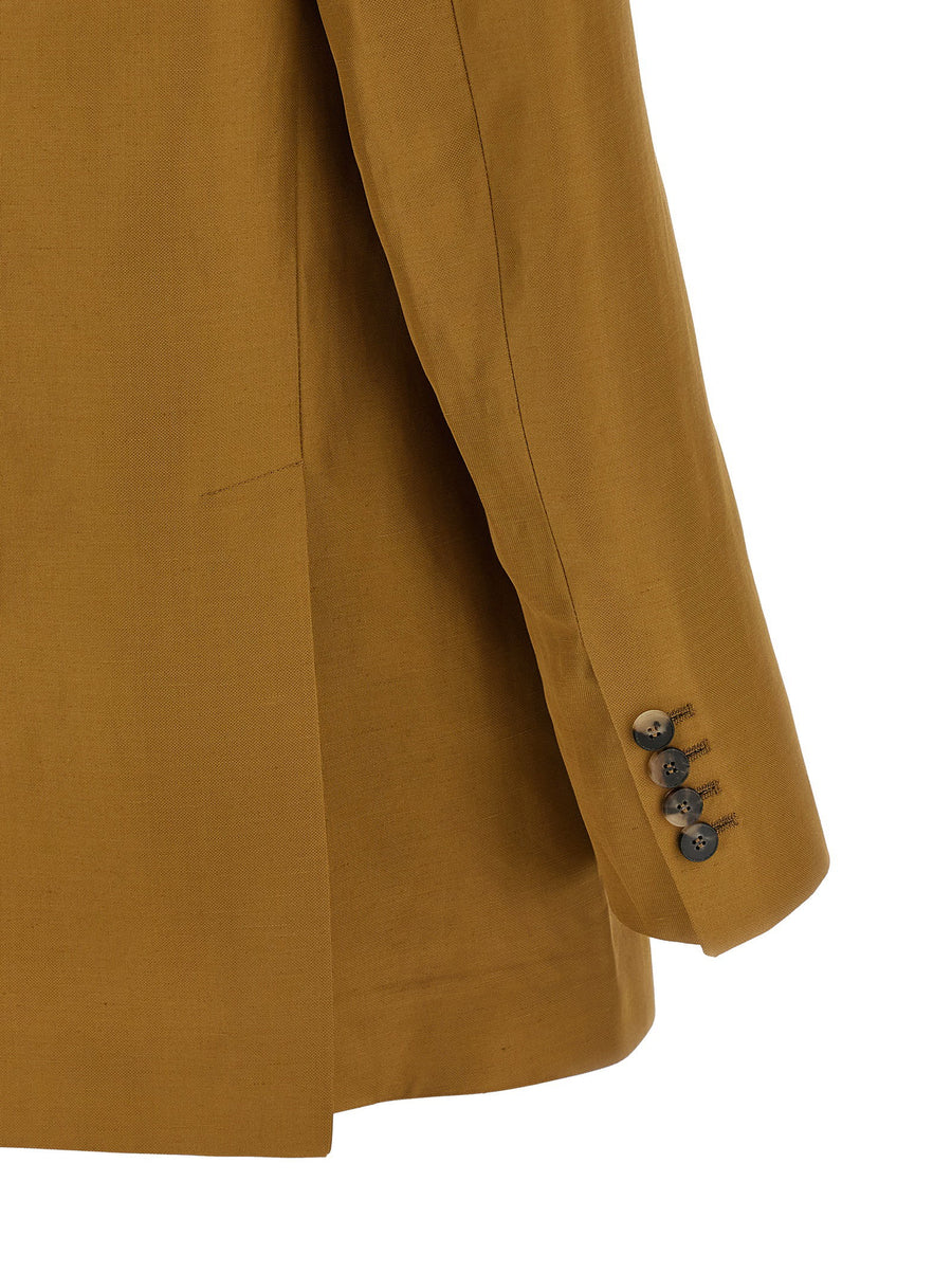 Alberto Biani Linen Viscose Blazer For Women Double Breasted Polished Brown Spring Summer 2026 Collection