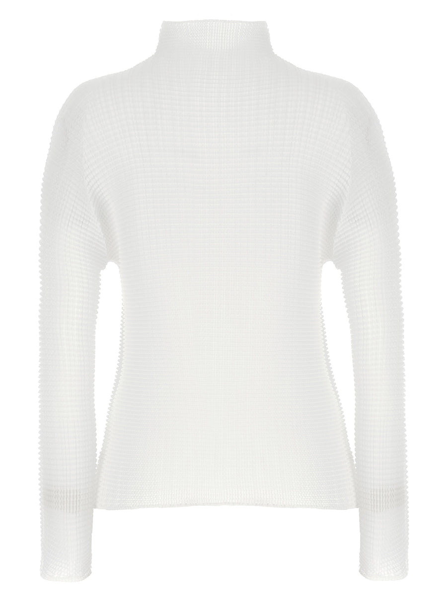 Issey Miyake Wooly Pleats Blouse For Women Sculptural Pleats High Neck Recycled Polyester Luxury