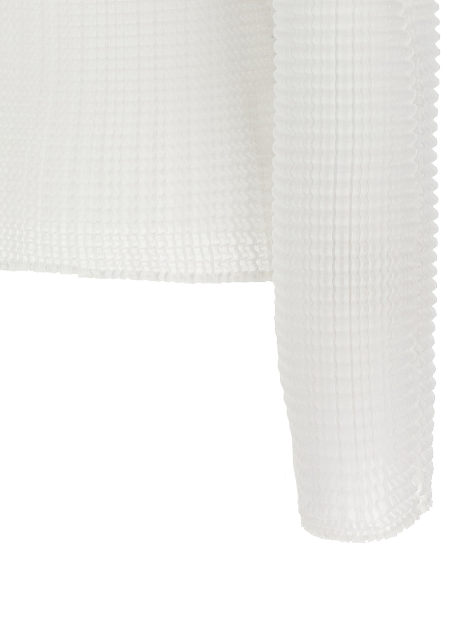 Issey Miyake Wooly Pleats Blouse For Women Sculptural Pleats High Neck Recycled Polyester Luxury