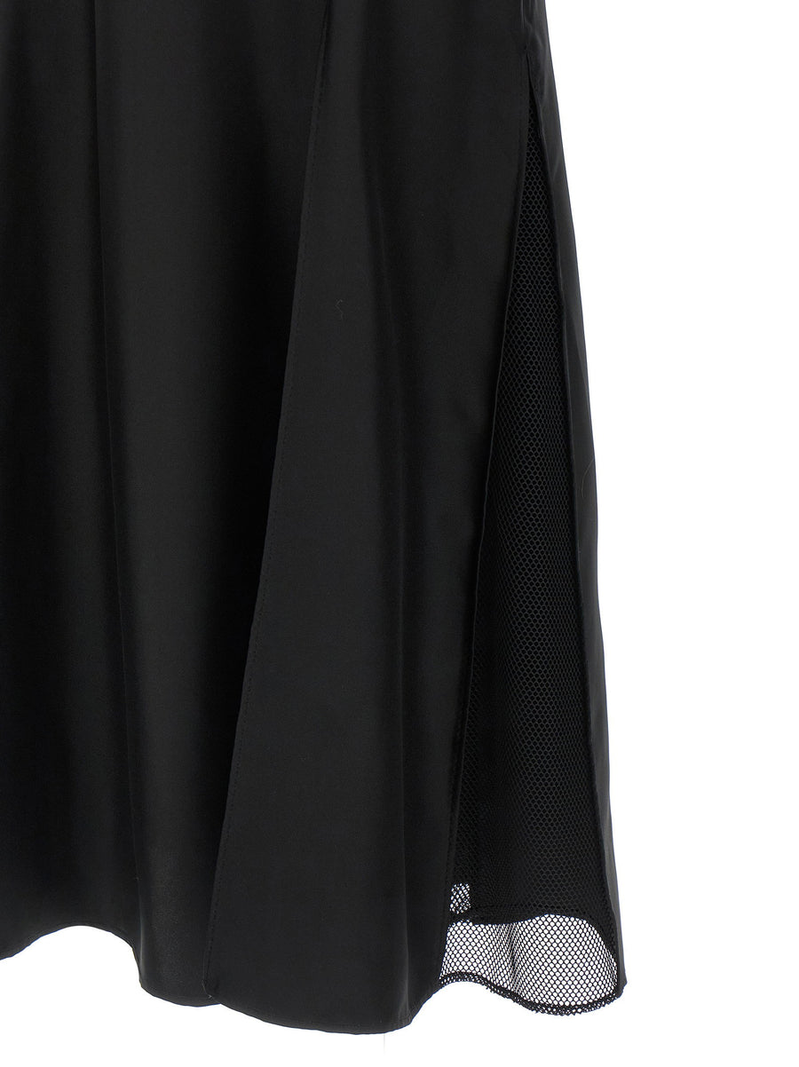 Loulou De Saison Iraka Silk Twill Midi Dress Black Lace Inserts