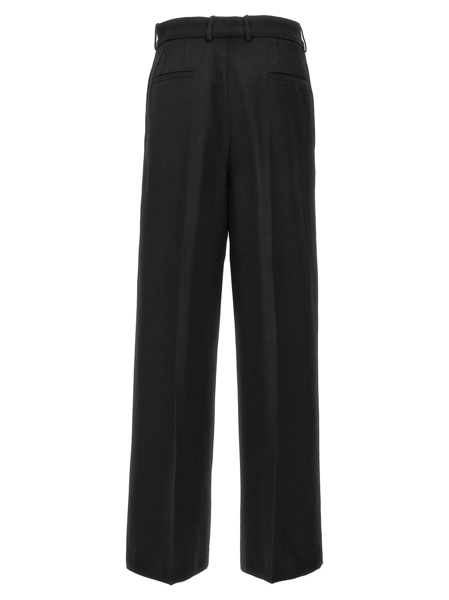 Jil Sander 61 Trousers Black Silk Viscose Blend Luxurious Tailored Office Wear True To German Size For Women