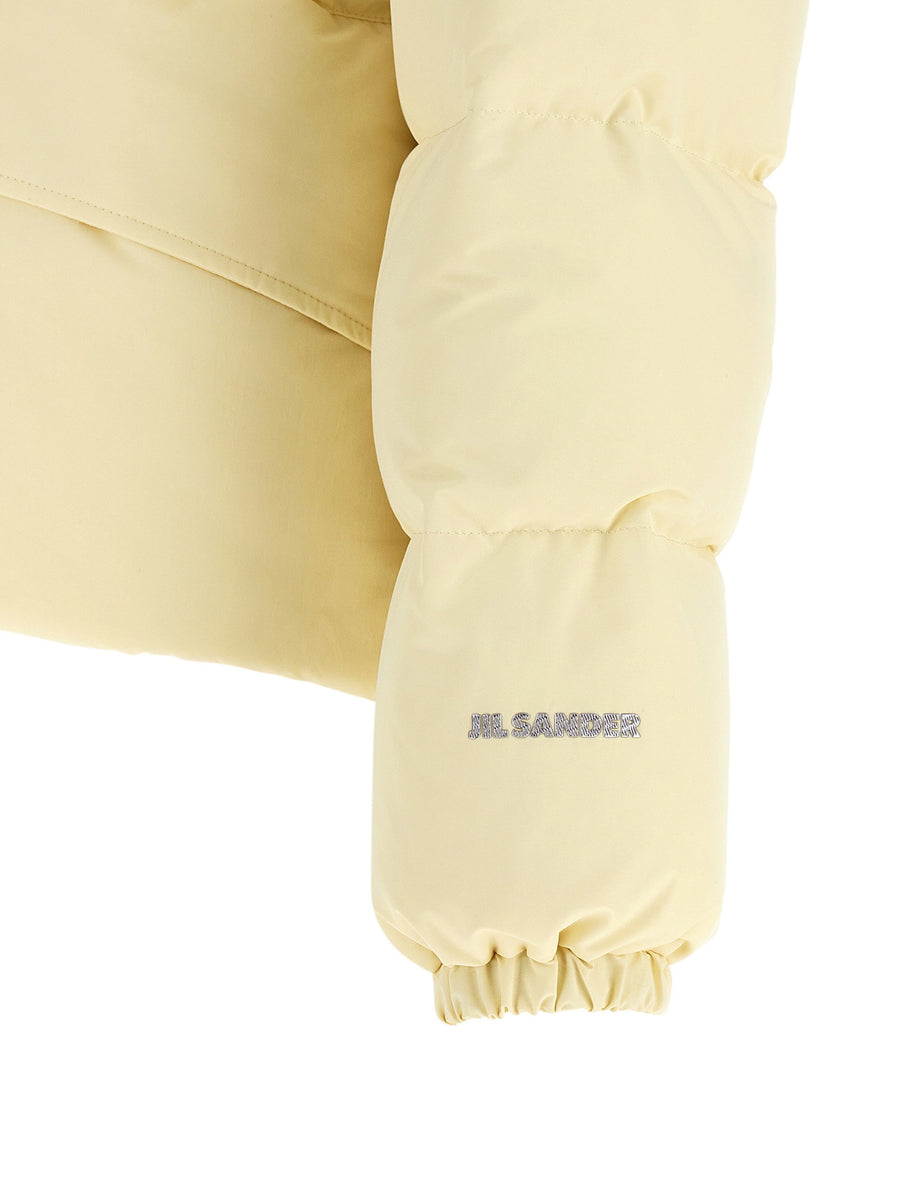 Jil Sander Premium Water Repellent Quilted Down Jacket For Women Beige Matte Finish Technical Fabric