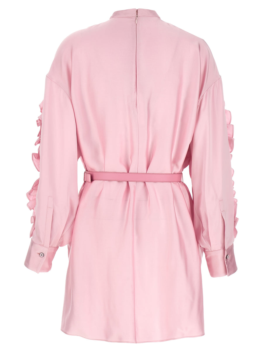 Jil Sander 129 Dress Pink Viscose With Pockets High Collar Quiet Luxury For Women
