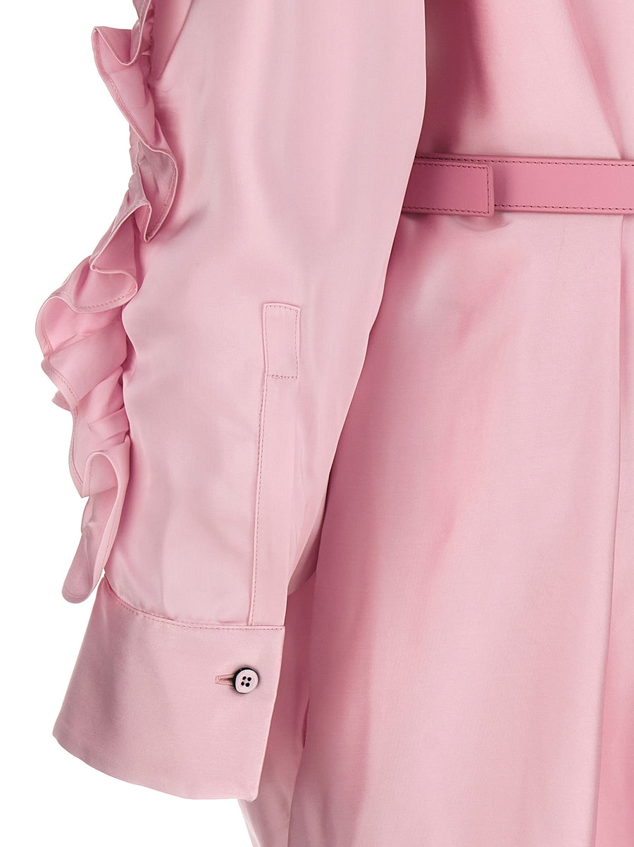 Jil Sander 129 Dress Pink Viscose With Pockets High Collar Quiet Luxury For Women