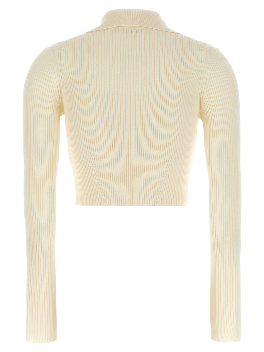 Jil Sander Ribbed Cardigan For Women, Cropped White Knit, Minimalist Luxury Layering Piece