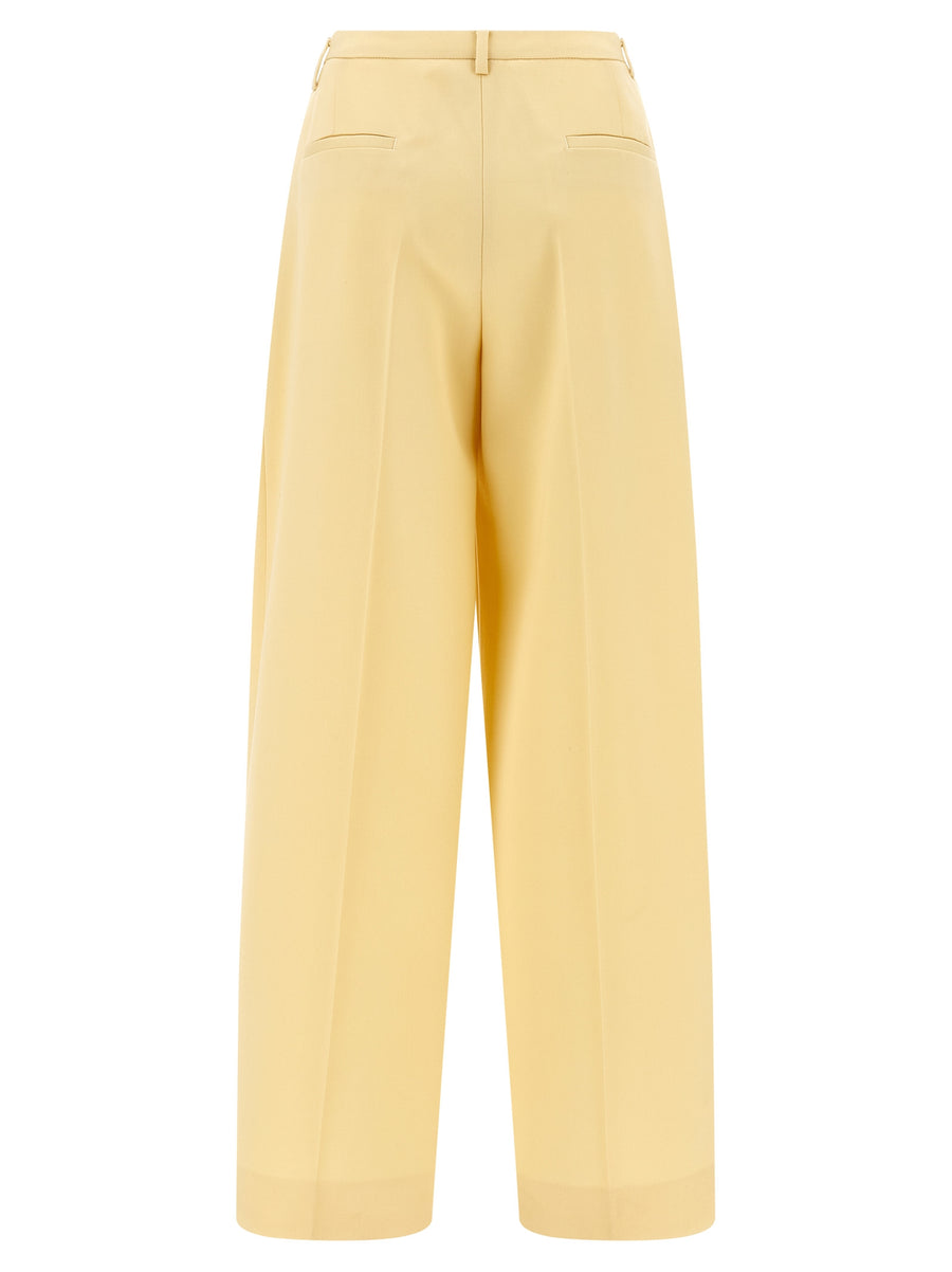 Jil Sander Wool Pants Yellow With Central Pleat Wide Leg Tailored For Modern Women, Premium 100% Wool