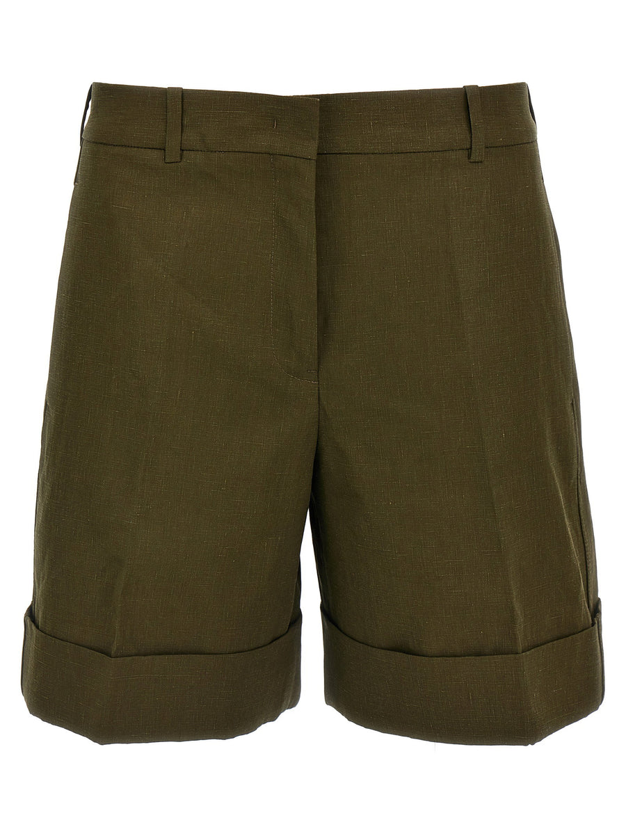 Jil Sander Linen Bermuda Shorts Green For Women Breathable Lightweight Luxury Resort Wear