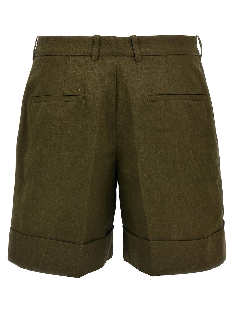 Jil Sander Linen Bermuda Shorts Green For Women Breathable Lightweight Luxury Resort Wear