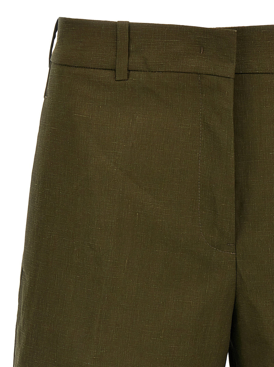 Jil Sander Linen Bermuda Shorts Green For Women Breathable Lightweight Luxury Resort Wear
