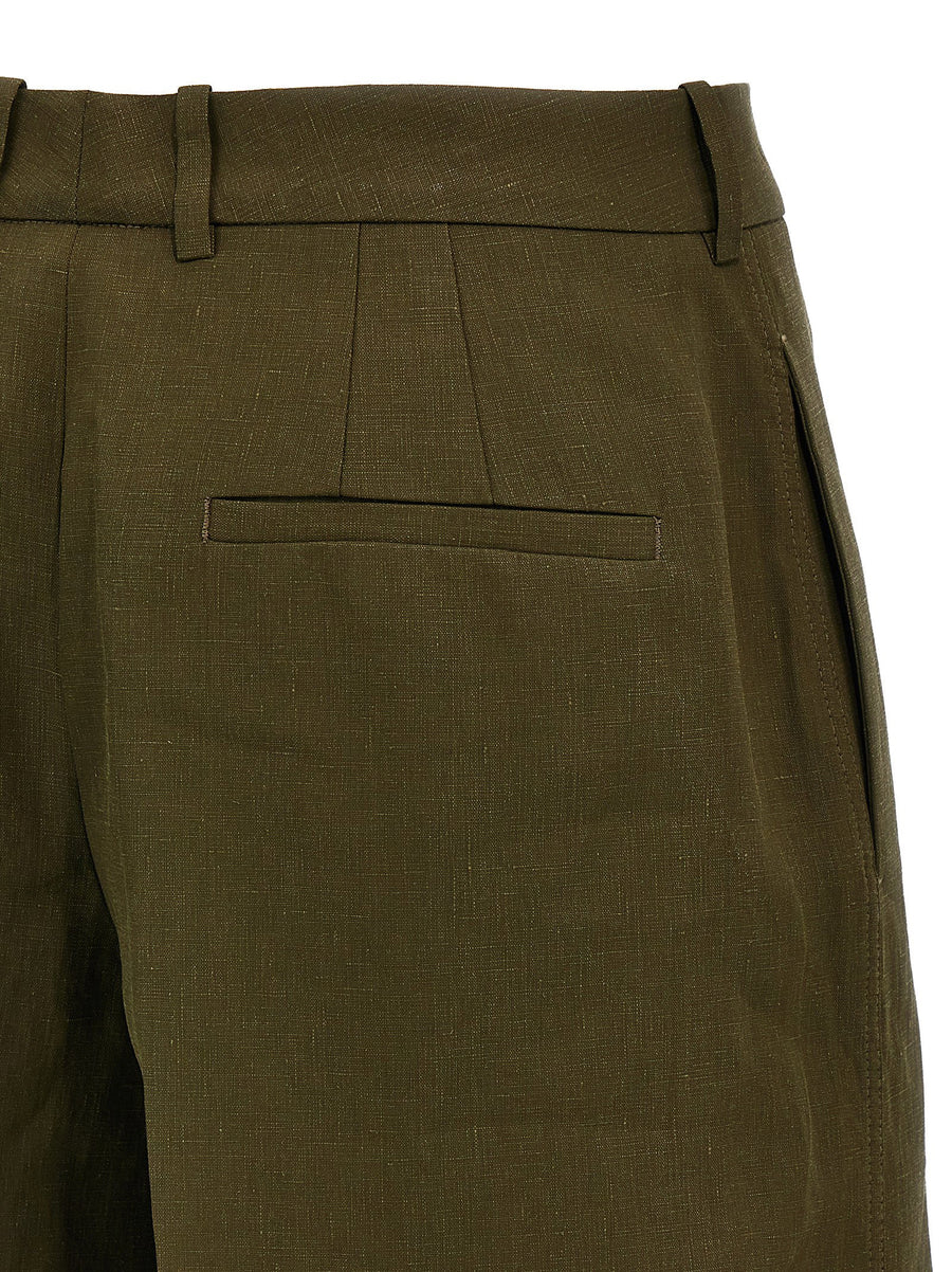 Jil Sander Linen Bermuda Shorts Green For Women Breathable Lightweight Luxury Resort Wear