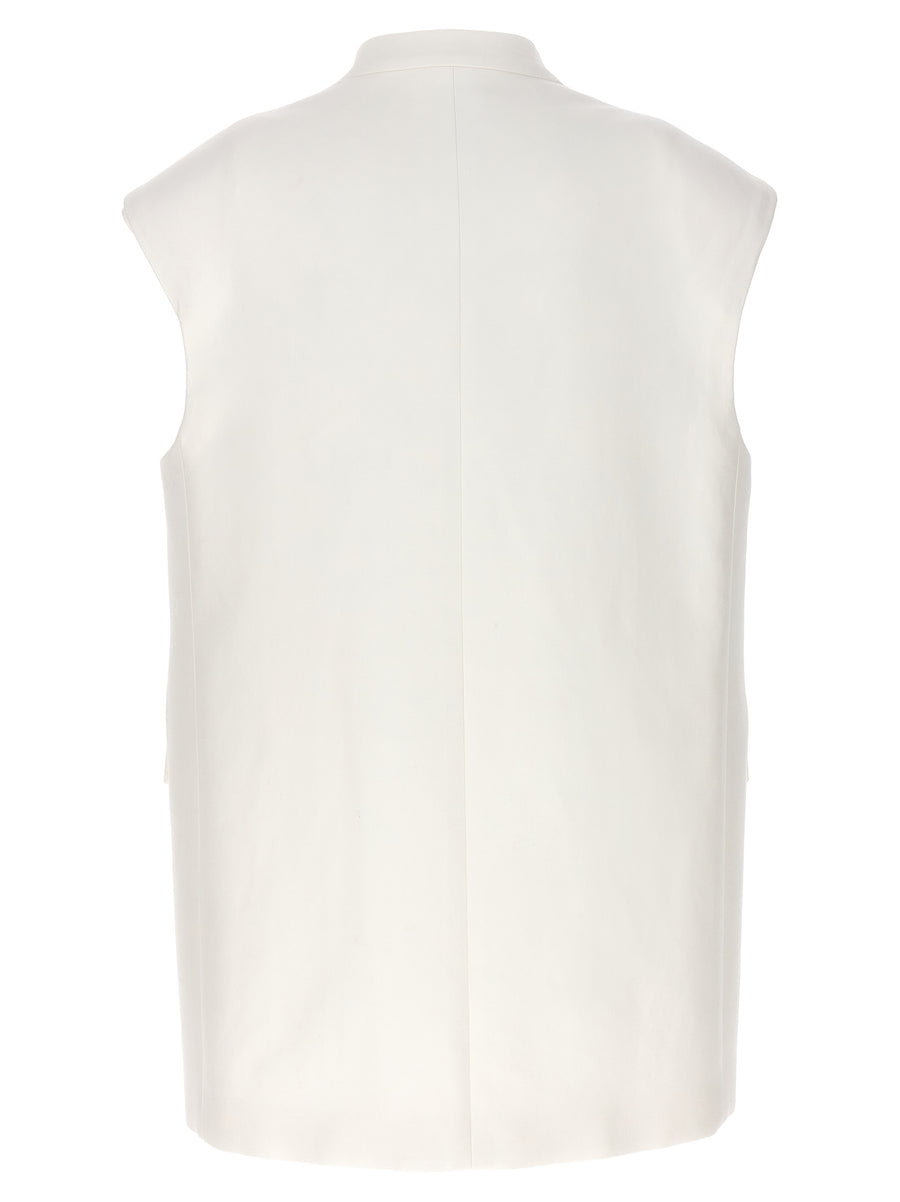 Jil Sander Oversize Tailored Vest For Women Luxury White Stretch Cotton Layering