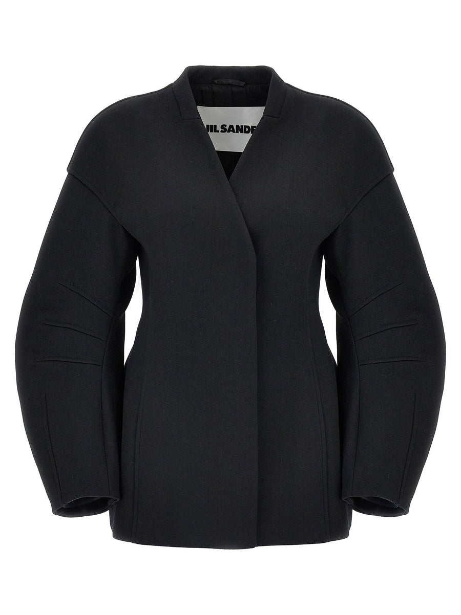 Jil Sander 53 Blazer For Women, Premium Virgin Wool, Minimalist Tailored Fit With Lacing Closure And Snap Button