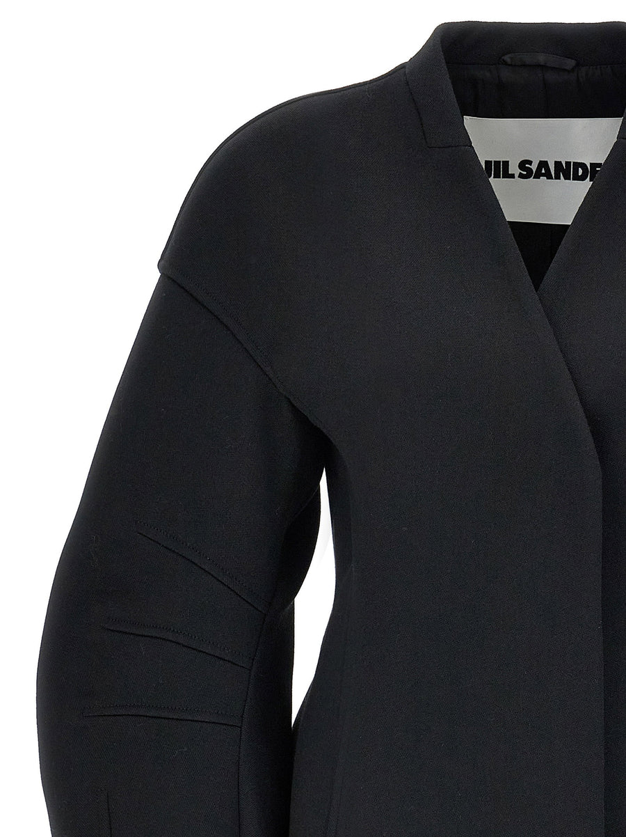 Jil Sander 53 Blazer For Women, Premium Virgin Wool, Minimalist Tailored Fit With Lacing Closure And Snap Button