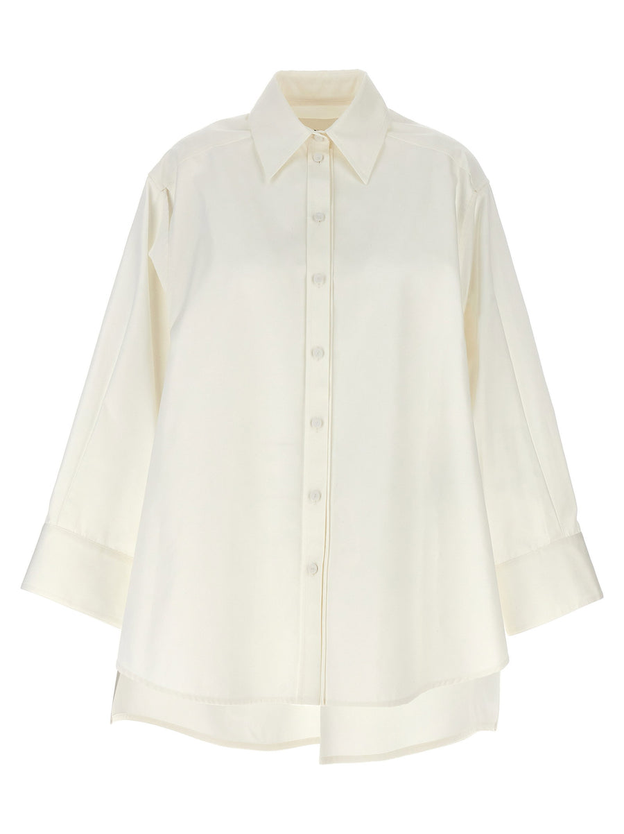Jil Sander Cutout Armhole Shirt For Women Minimalist White Cotton Silk Luxury Elevated Wardrobe Piece