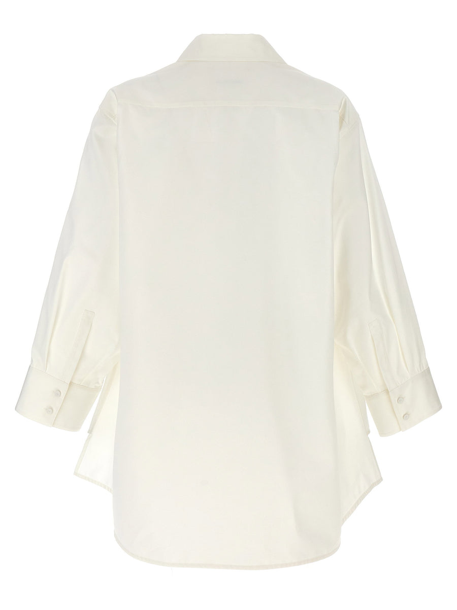 Jil Sander Cutout Armhole Shirt For Women Minimalist White Cotton Silk Luxury Elevated Wardrobe Piece