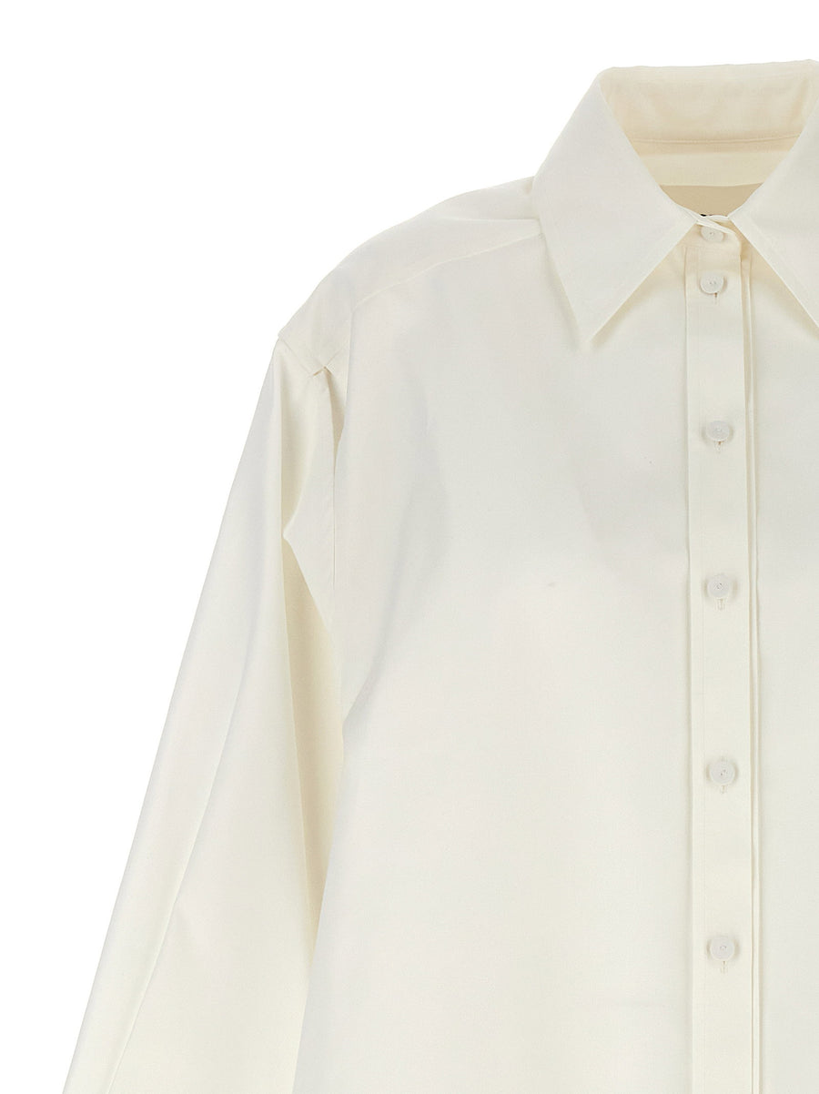 Jil Sander Cutout Armhole Shirt For Women Minimalist White Cotton Silk Luxury Elevated Wardrobe Piece
