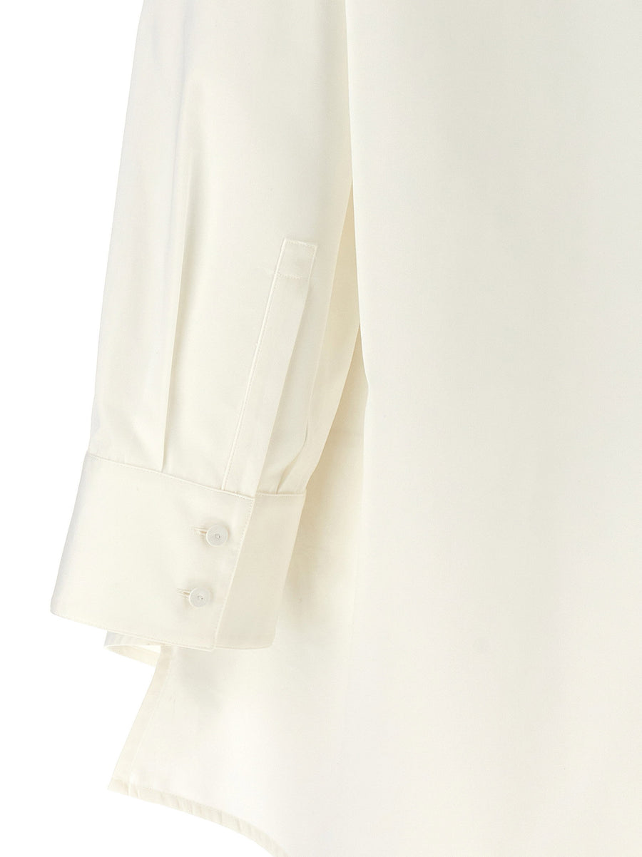 Jil Sander Cutout Armhole Shirt For Women Minimalist White Cotton Silk Luxury Elevated Wardrobe Piece