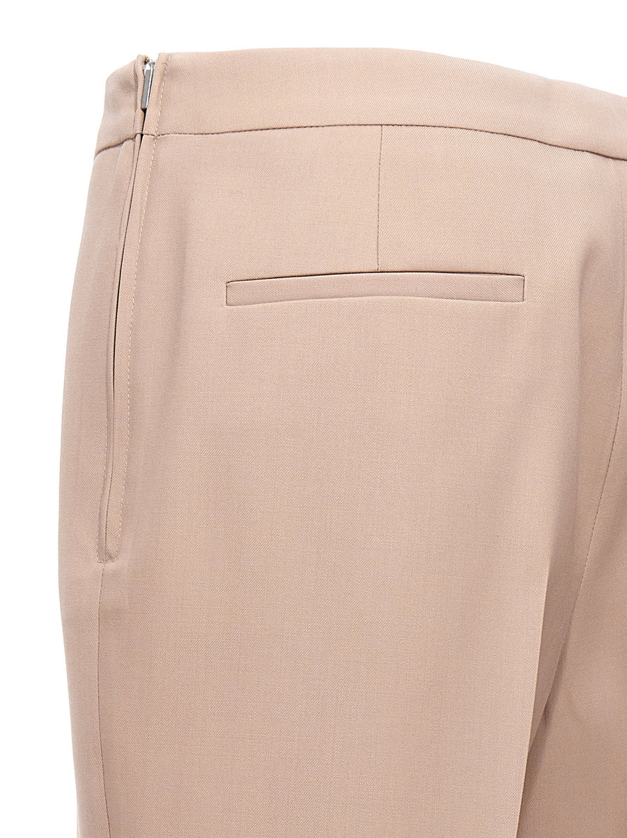 Jil Sander Pleat Wool Pants For Women Minimalist Luxury Beige 100 Percent Wool Tailored Trousers