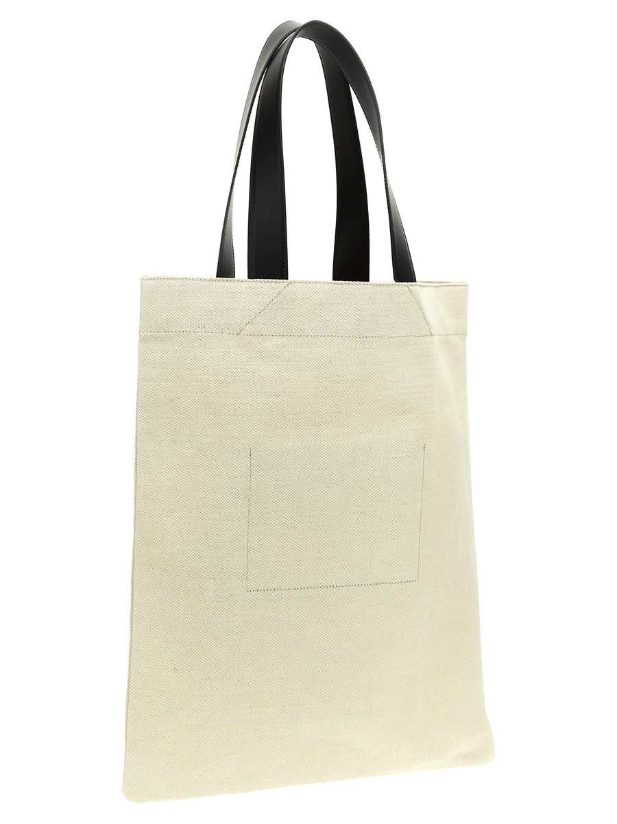 Jil Sander Flat Shopper Tote Medium Minimal Canvas With Leather Handles For Women Luxury Everyday Use