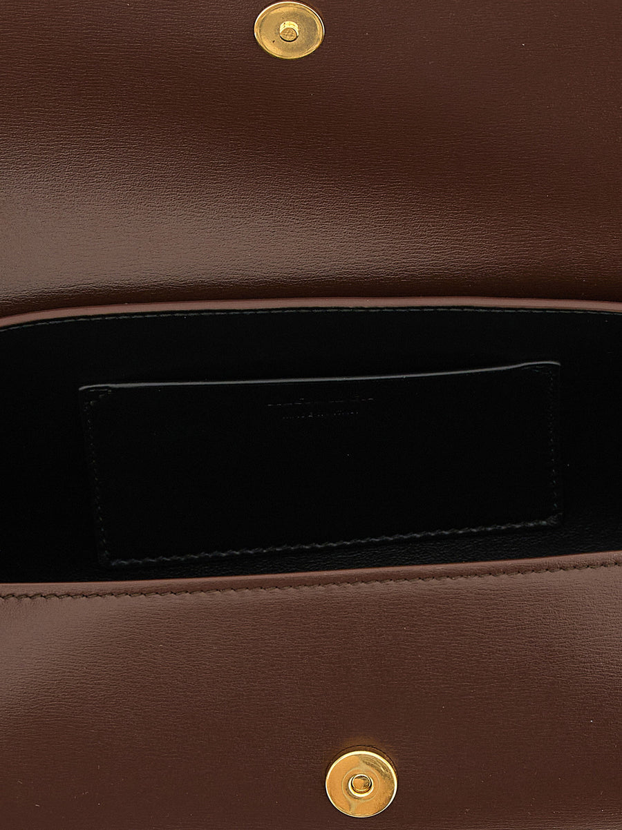 Jil Sander Cannolo Small Brown Calfskin Leather Shoulder Bag
