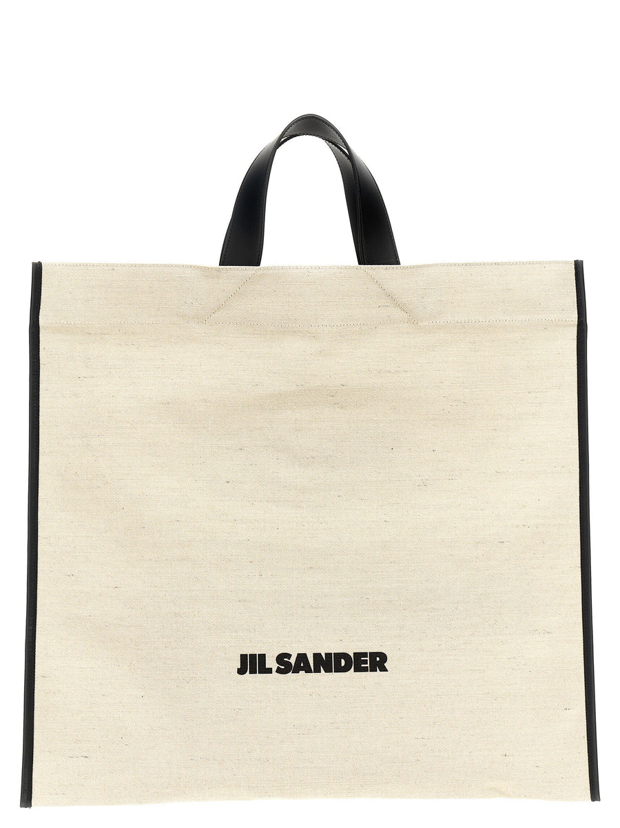 Jil Sander Border Book Tote Luxury Shopper Bag For Women With Leather Details And Dual Handles