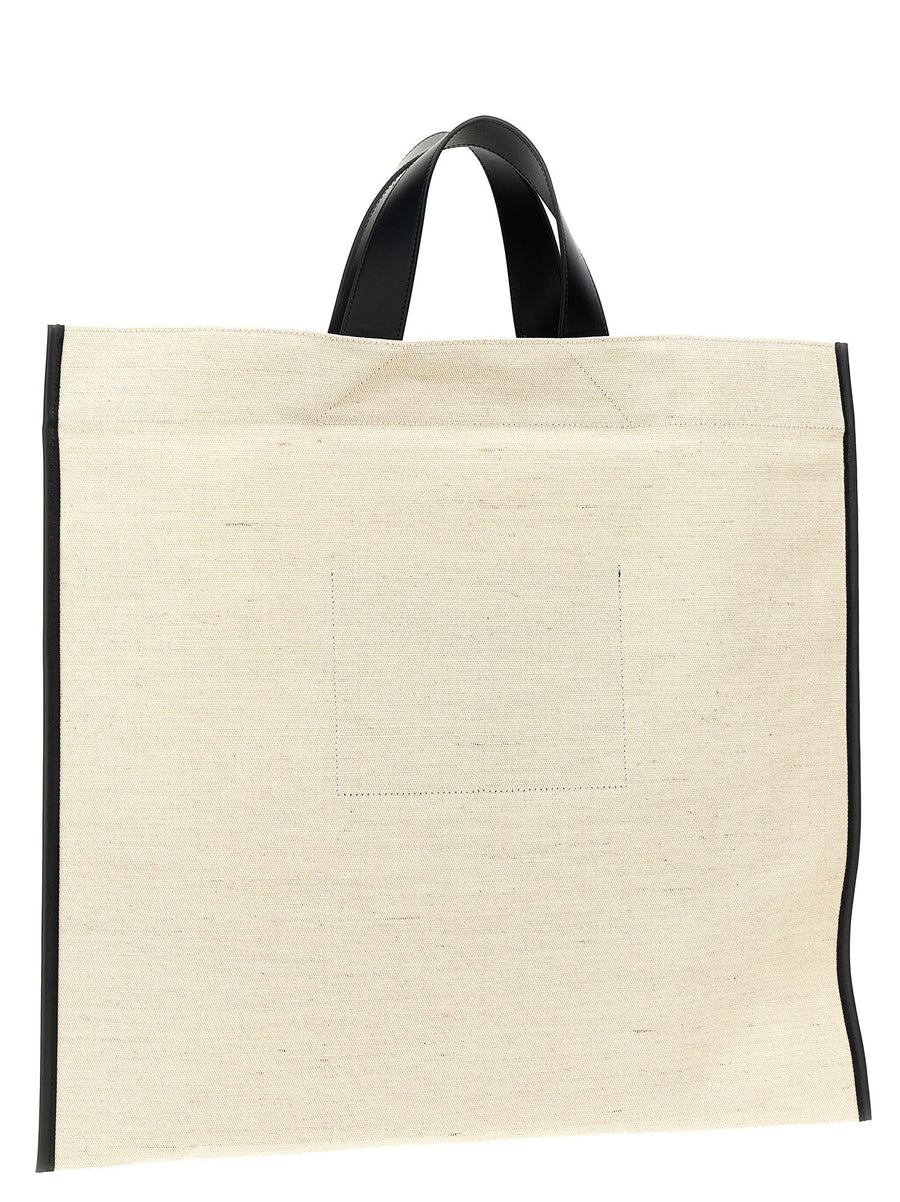 Jil Sander Border Book Tote Luxury Shopper Bag For Women With Leather Details And Dual Handles