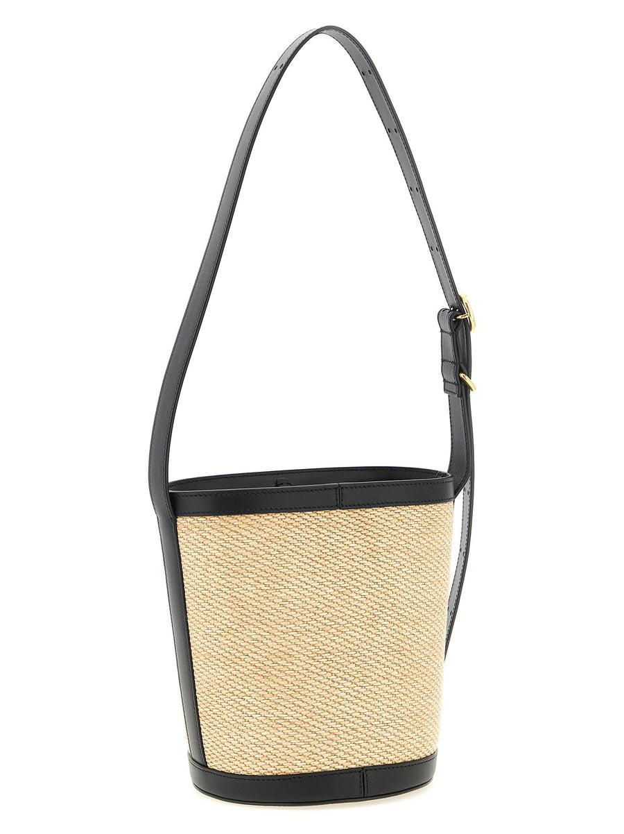Jil Sander Cannolo Bucket Bag Multicolor Raffia Leather With Removable Clutch For Women