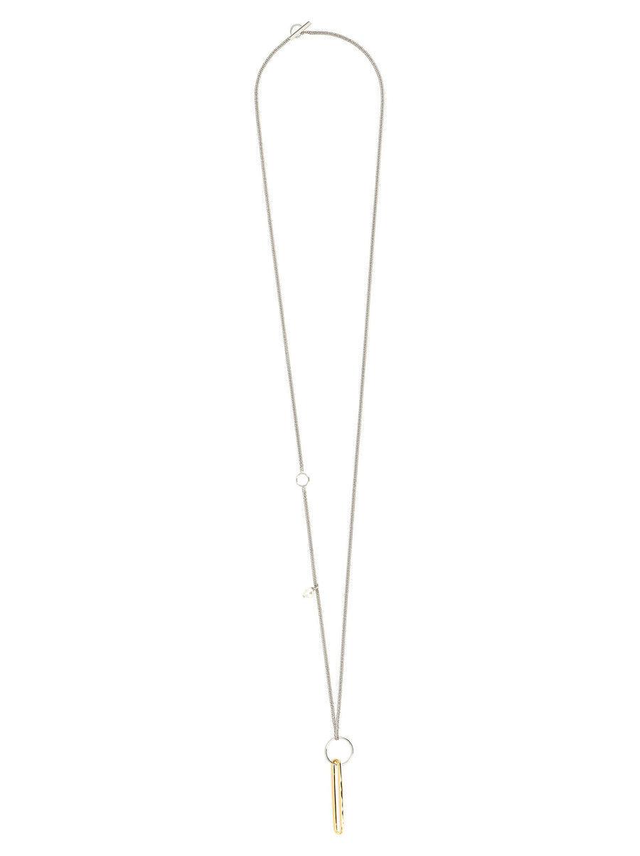 Jil Sander 601 Necklace Adjustable Brass Core With Freshwater Pearl Gold Tone For Modern Women