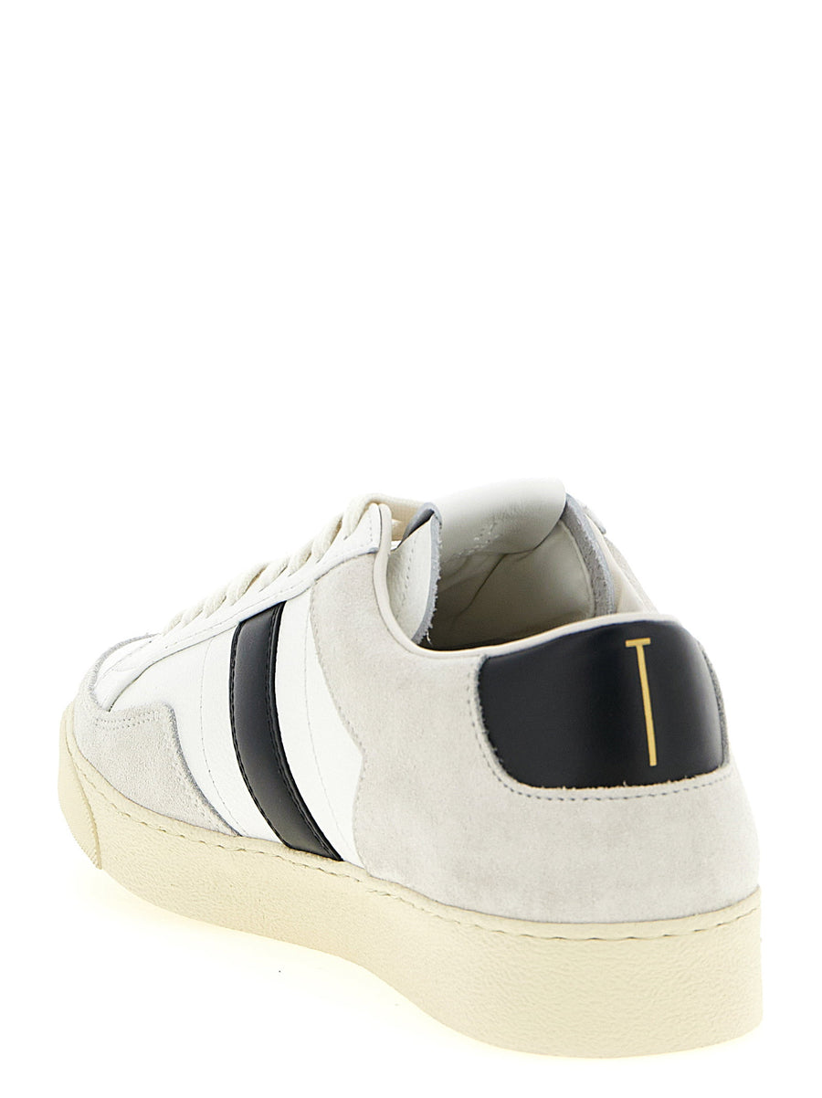 Tom Ford Blake Sneakers Premium Leather With Suede Accents For Men White And Black Luxury Everyday Style