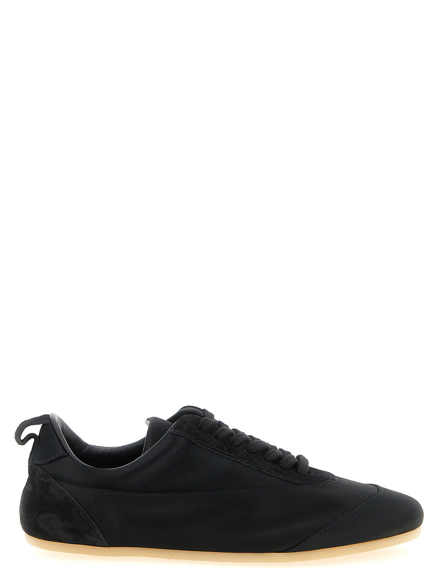 Jil Sander Etage Sneakers For Women Black Satin Suede Luxury Minimalist Everyday Wear