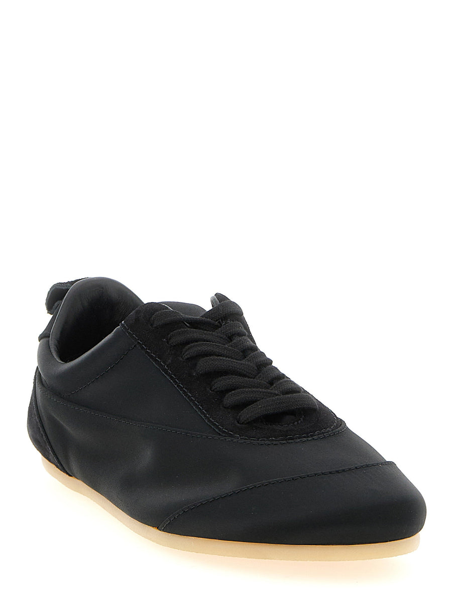 Jil Sander Etage Sneakers For Women Black Satin Suede Luxury Minimalist Everyday Wear