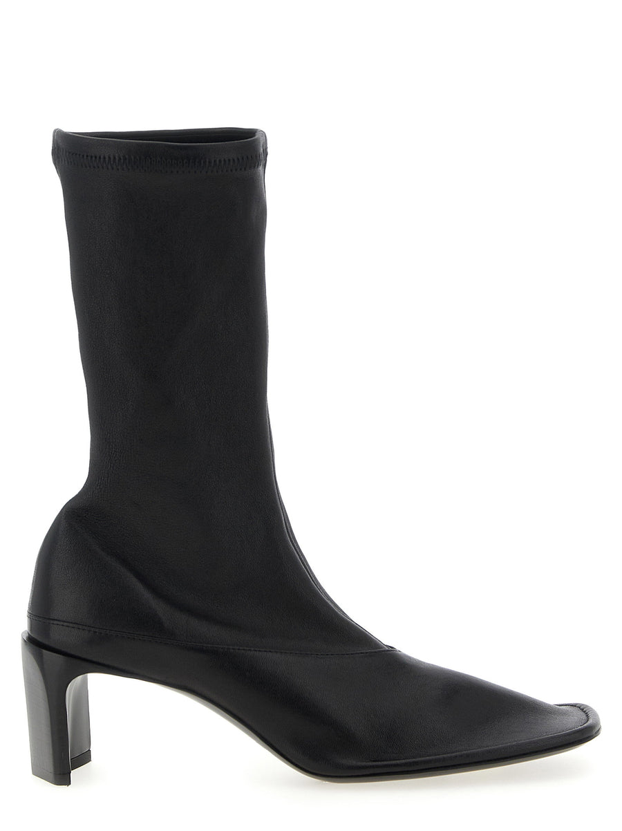 Jil Sander Nappa Ankle Boots For Women Premium Stretch Nappa Leather Pull On Sculptural Heel