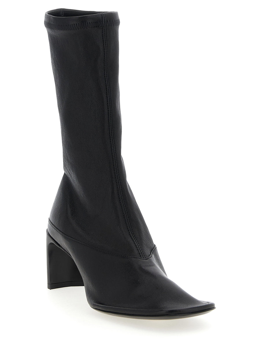 Jil Sander Nappa Ankle Boots For Women Premium Stretch Nappa Leather Pull On Sculptural Heel