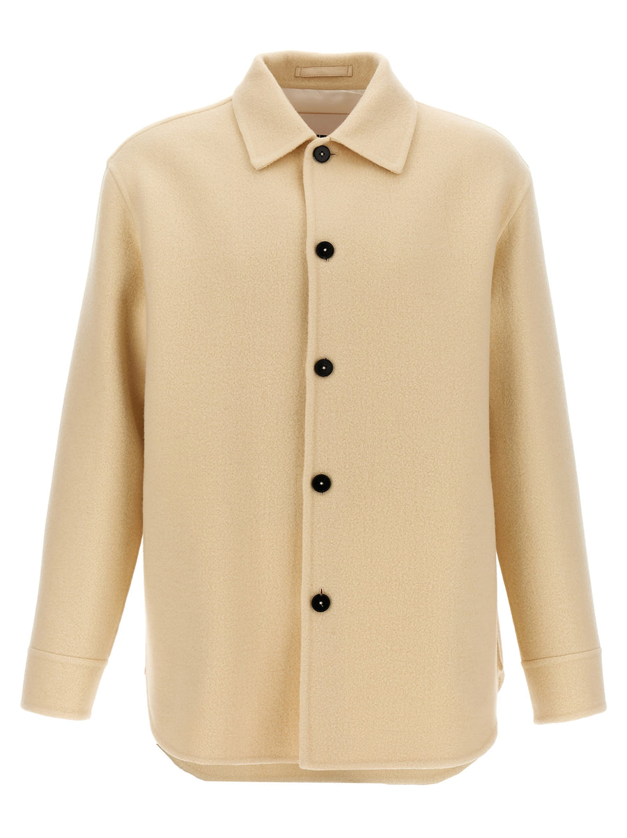 Jil Sander Wool Coat For Men Timeless Minimalist Luxury In Beige Virgin Wool Premium Craftsmanship