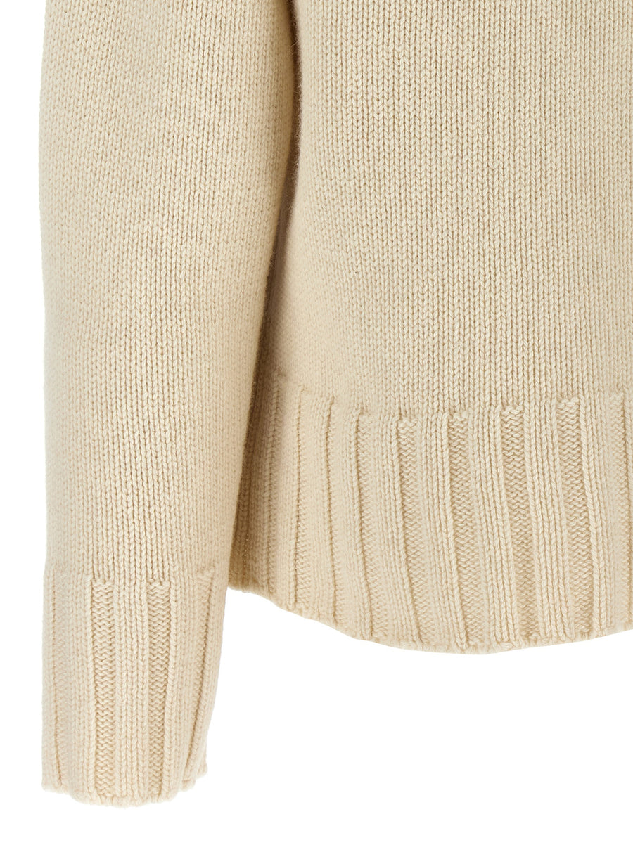 Jil Sander Cashmere Ribbed Detail Sweater For Women High Neck Long Sleeve Luxury Knit