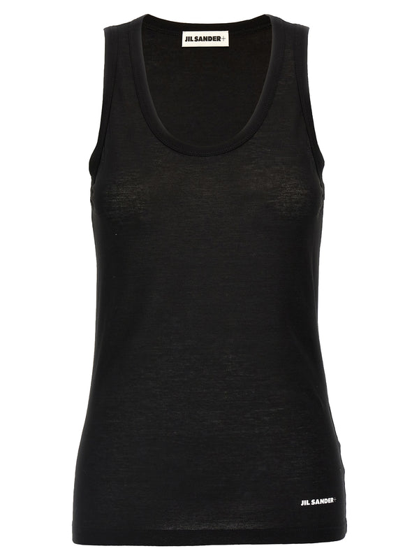 Jil Sander Logo Top For Women One Hundred Percent Cotton Black Minimalist Luxury Essential