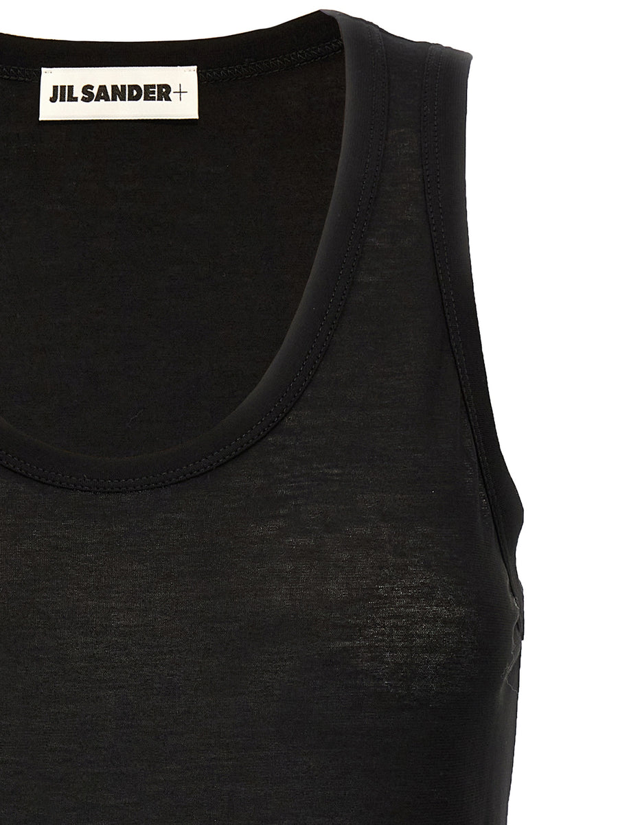Jil Sander Logo Top For Women One Hundred Percent Cotton Black Minimalist Luxury Essential