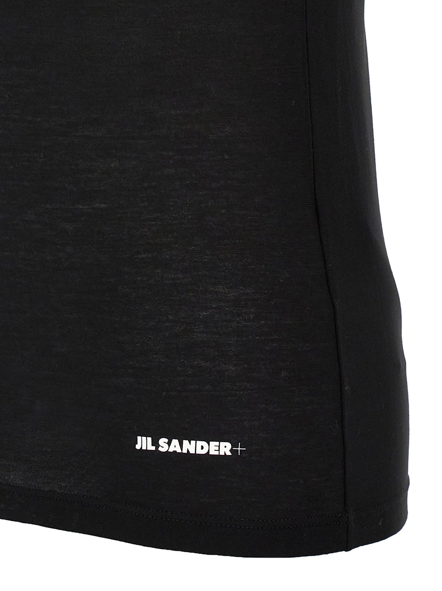 Jil Sander Logo Top For Women One Hundred Percent Cotton Black Minimalist Luxury Essential