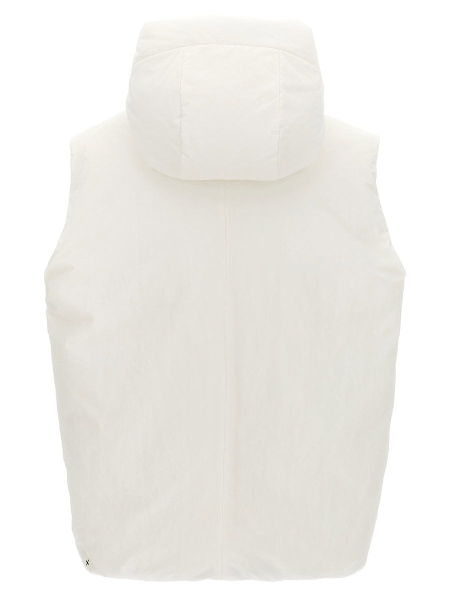Jil Sander 01 Padded Hooded Vest Women Zip Closure Insulated Weather Ready Minimalist Luxury White