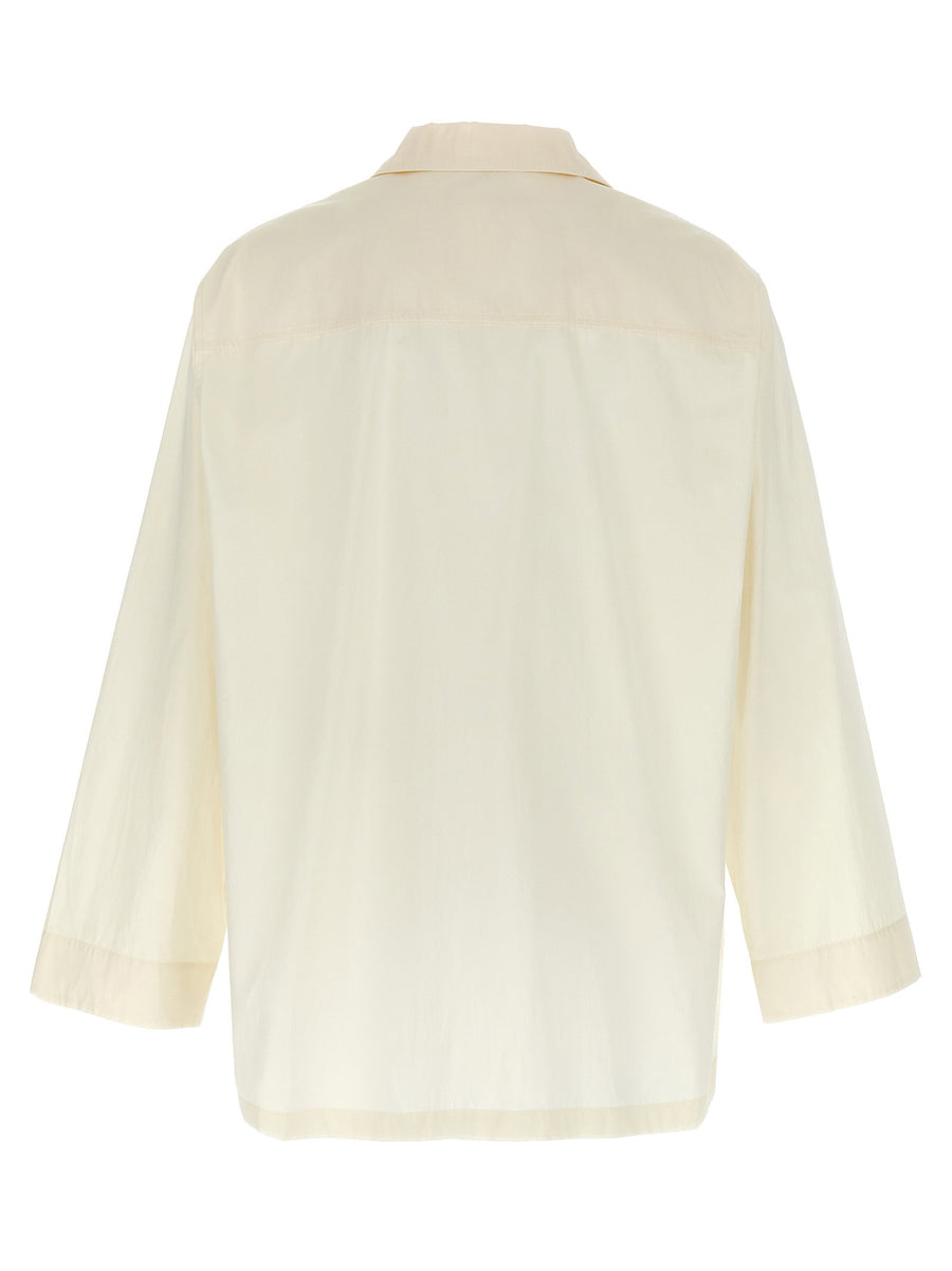 Jil Sander Logo Embroidered Shirt For Women White Cotton Poplin Refined Subtle Tone On Tone Logo