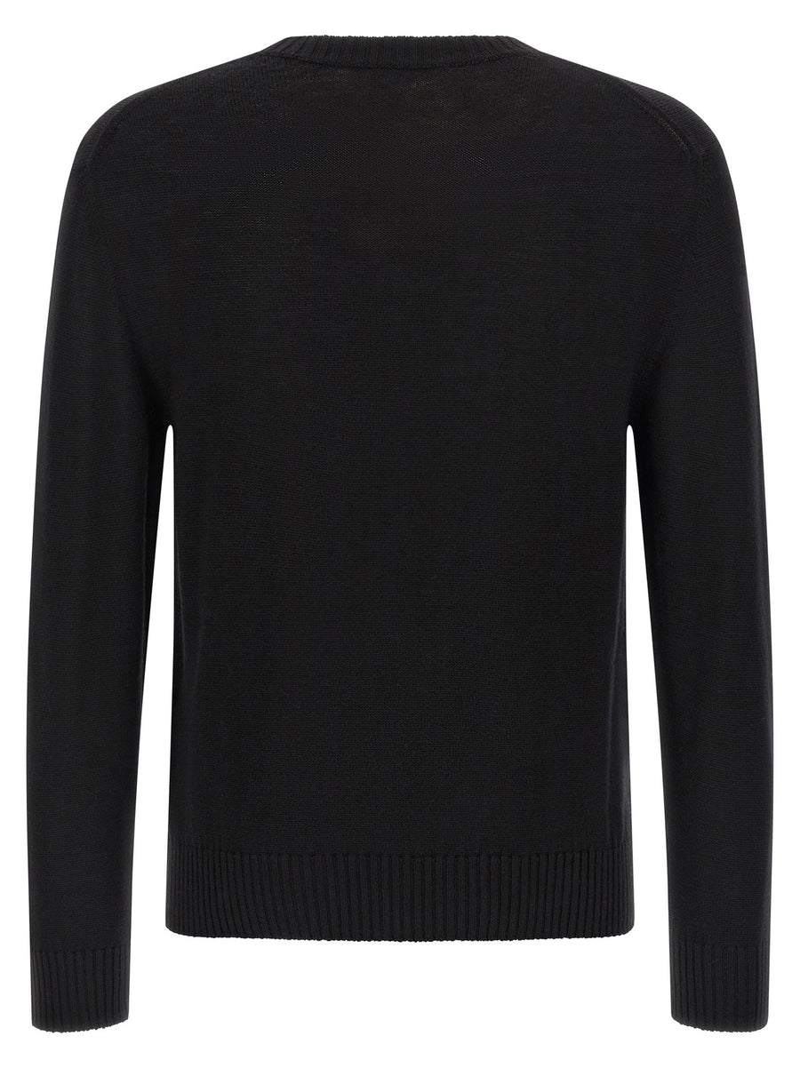 Jil Sander Logo Embroidery Wool Sweater For Women, Premium Virgin Wool Knit, Minimalist Luxury