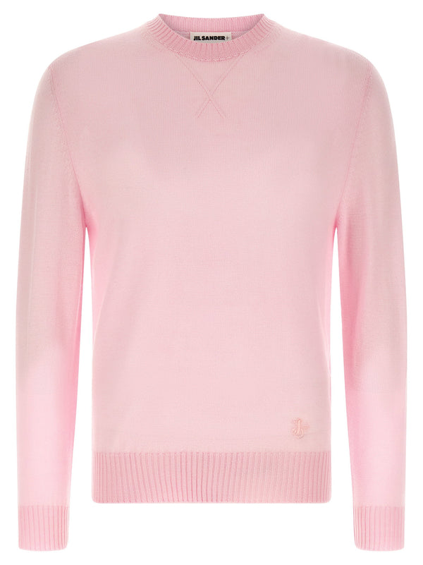 Jil Sander Logo Embroidery Sweater for Women Lux Virgin Wool Tone On Tone Front Logo Warmth