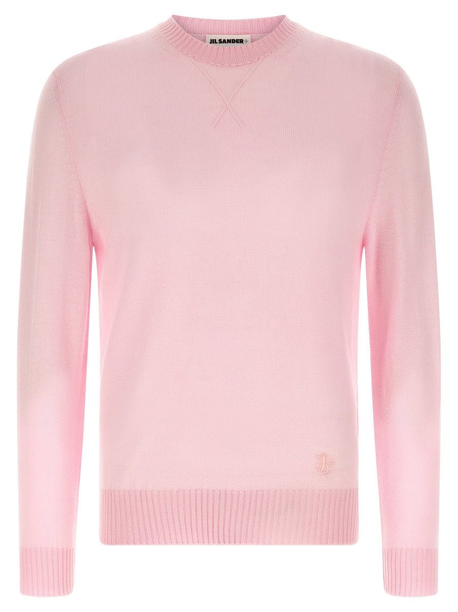 Jil Sander Logo Embroidery Sweater for Women Lux Virgin Wool Tone On Tone Front Logo Warmth