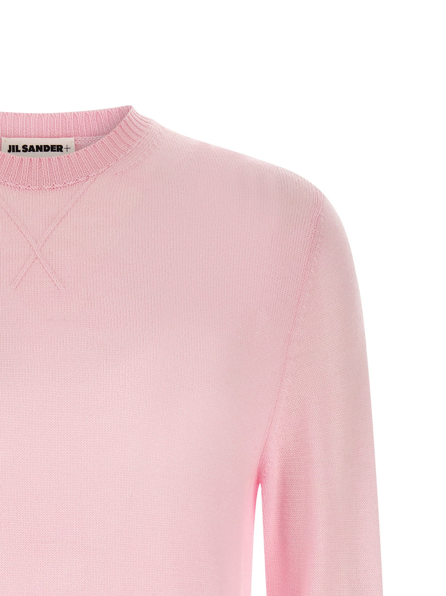 Jil Sander Logo Embroidery Sweater for Women Lux Virgin Wool Tone On Tone Front Logo Warmth