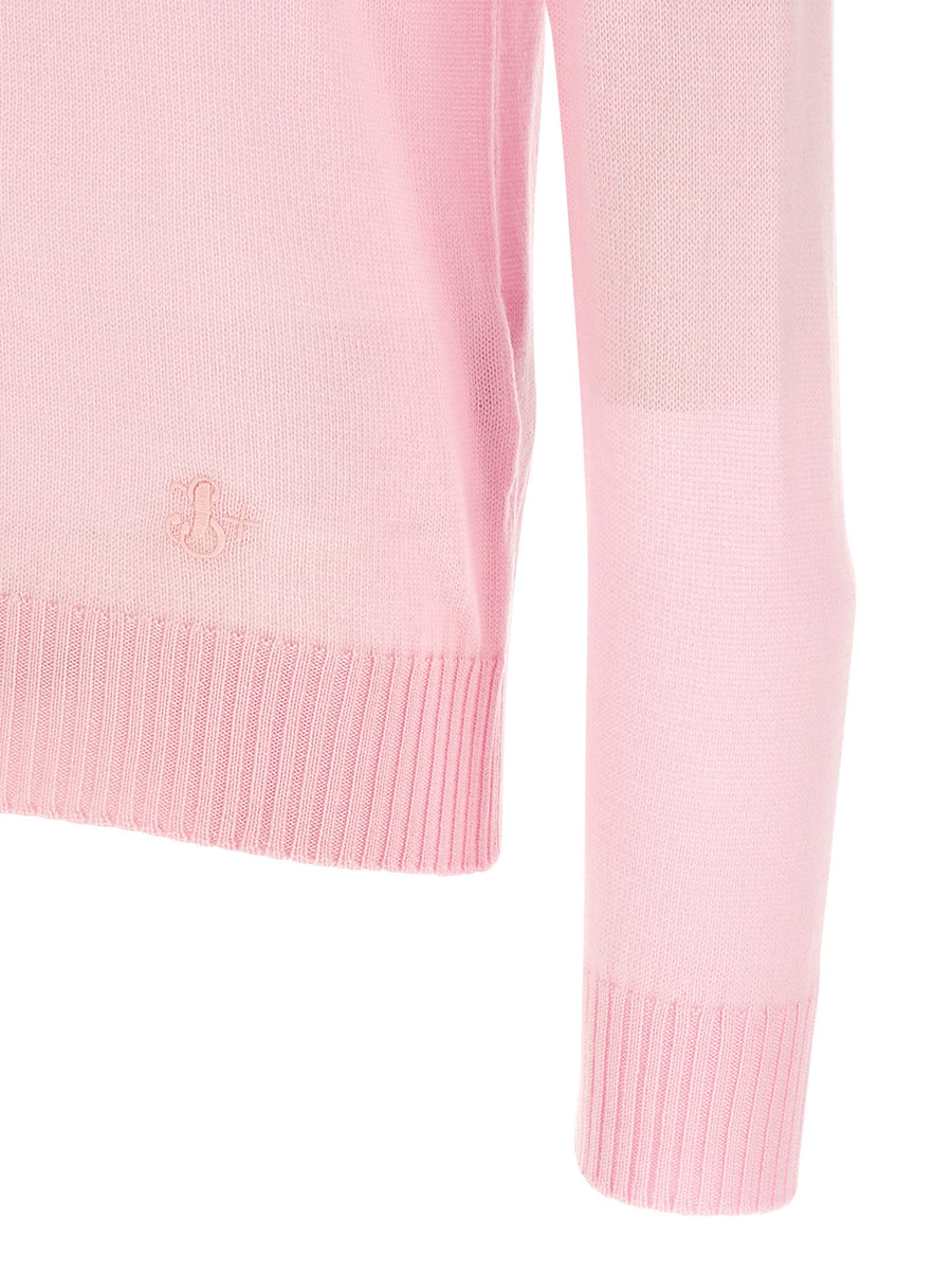 Jil Sander Logo Embroidery Sweater for Women Lux Virgin Wool Tone On Tone Front Logo Warmth